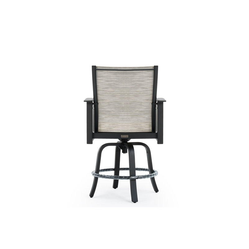Outdoor Swivel Bar Stool, Gray Rush