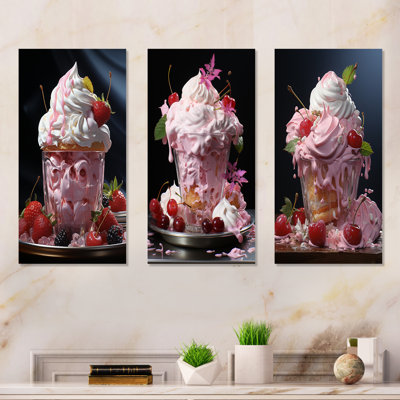 Sweet Indulgence Ice Cream - Desserts, ensemble de 3 impressions sur métal