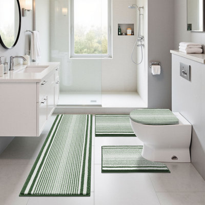 4 Piece Soft Absorbent Microfiber Bath Rug Set With Non-Slip Backing (Set Of 4)