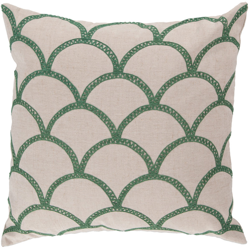 Nude and Yellow Geometric Embroidered Throw Pillow