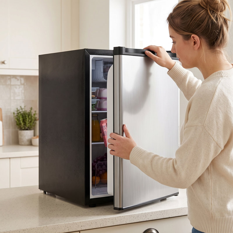 Mini-frigo de 2,6 pi³ avec compartiment réfrigéré et porte réversible, blanc, White