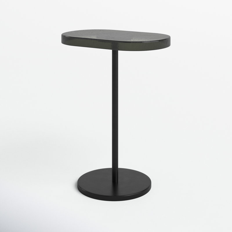 Finbar Black Metal and Glass Round End Table
