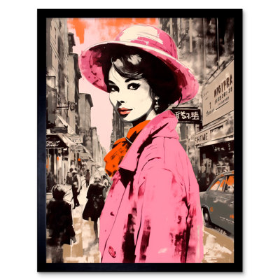 Arora Retro Aesthetic Vintage Fashion Woman In Street - Single Picture Frame Print