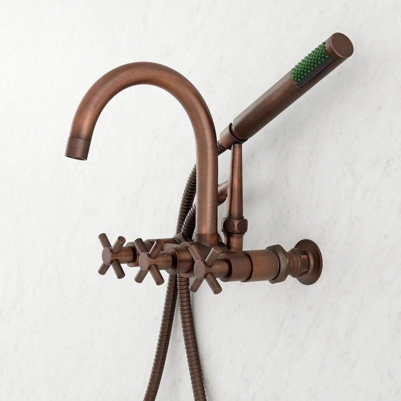 Sebastian Wall Mounted Tub Faucet with Cross Handles, Oil Rubbed Bronze