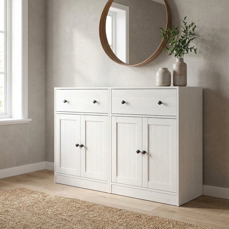 31.5"H X 23.6"W X 15.8"D 2 Door And 1 Drawer Accent Cabinet, White