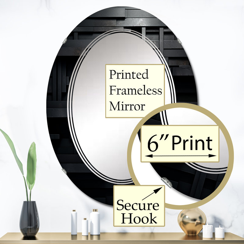 Lizzia - Miroir mural moderne ovale, 36 po x 24 po
