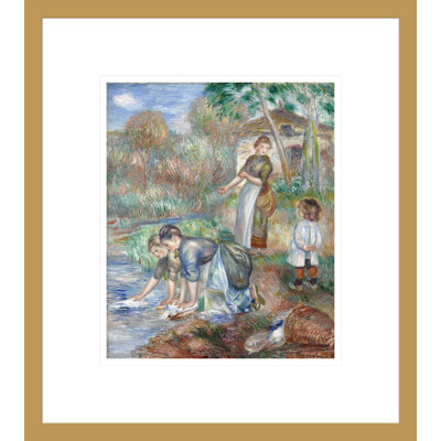«Washerwomen» Pierre-Auguste Renoir - Impression giclée encadrée