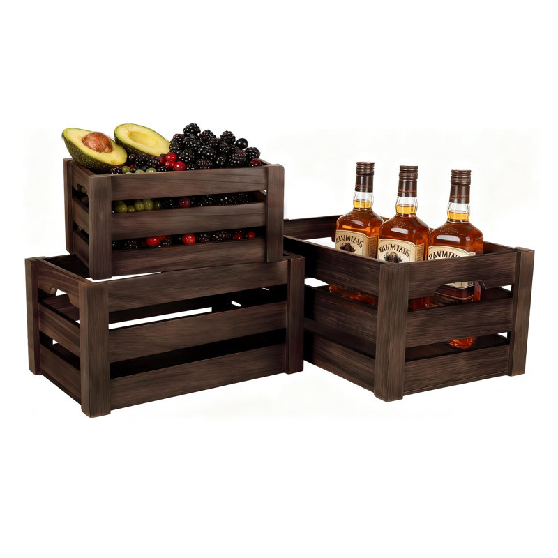 Caisses de rangement rustiques en bois 3 pièces