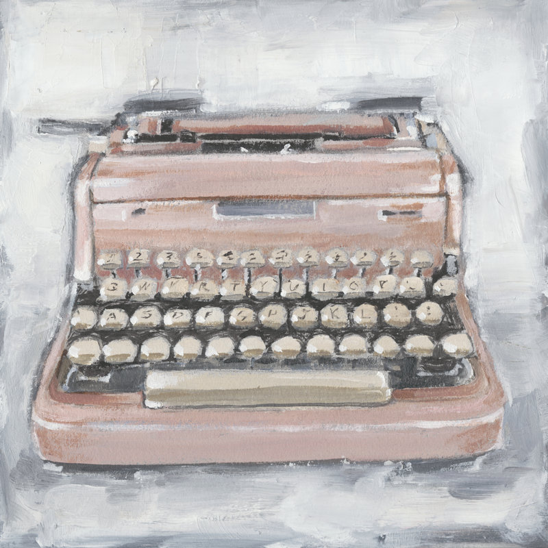 «Vintage Typewriter IV», peinture sur toile, H 30 po x l 30 po, Toile tendue
