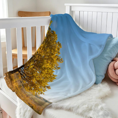 Yellow Ultra Soft Flannel Fleece Throw Blanket,Autumn Single-Sided Print