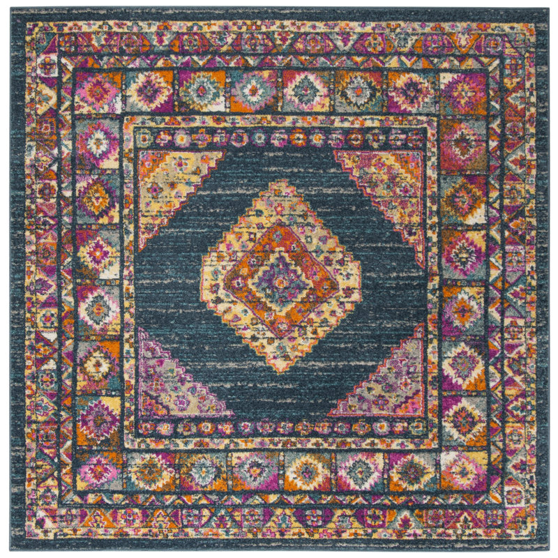 Tapis oriental Felty, Carré 6 pi 7 po, Bleu