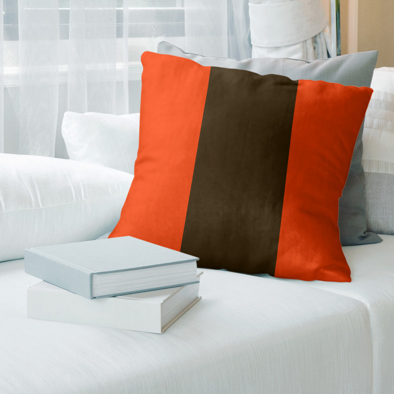 Housse de coussin, 20 po x 20 po, Orange / Brun, Simili suède