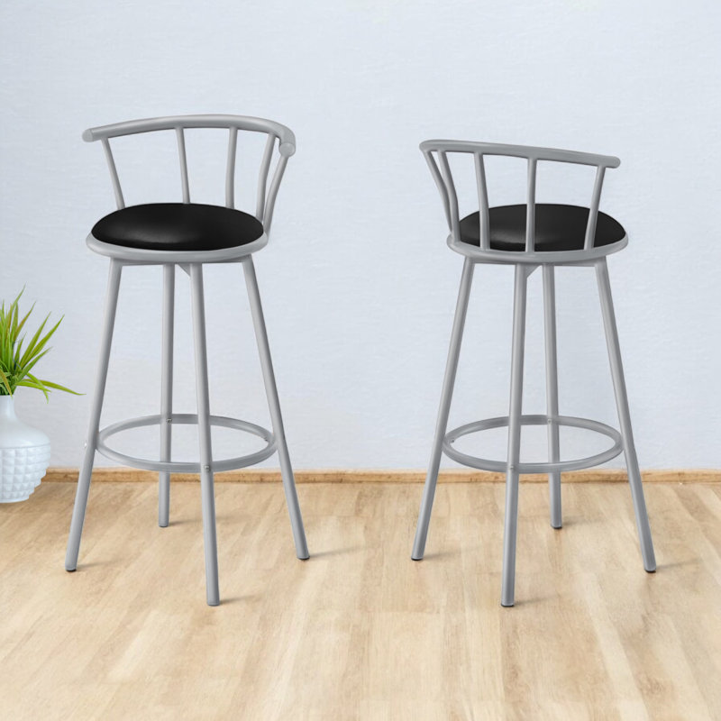 Ensemble de tabouret de bar pivotant 2 pièces Karol, gris / noir, H 36,73 po x P 19,56 po x l 21,77 po