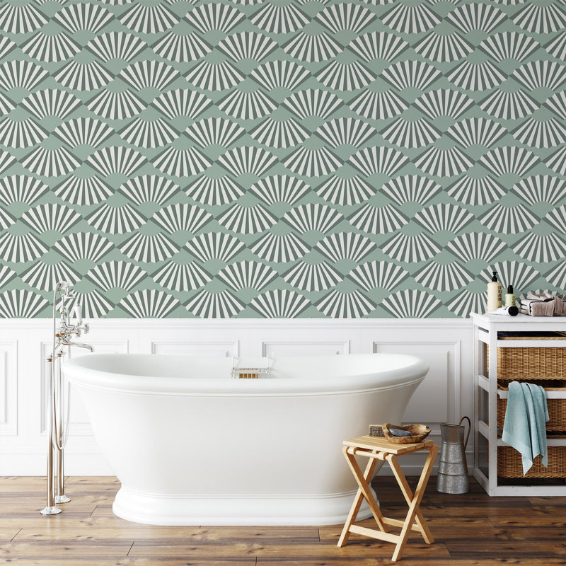 «Fanning Out - Eucalyptus» par Julianne Taylor Style, Faux Grasscloth, Eucalyptus, Non-pasted