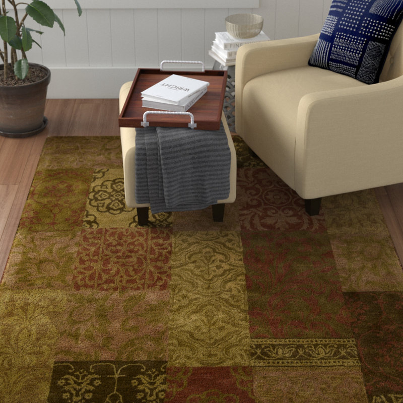 Morgan Hand-Tufted Wool Green/Pink Area Rug, Rectangle 5'6" x 8'6"