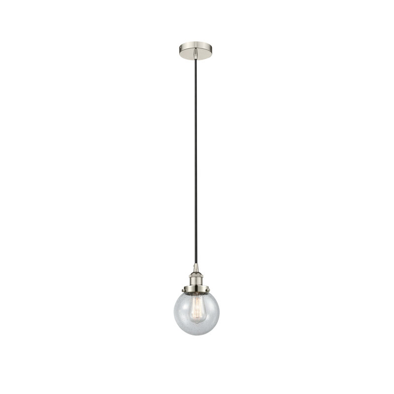 Luminaire suspendu sphère 1 lumière Frederick, H 9,5 po x l 6 po x P 6 po, Nickel poli