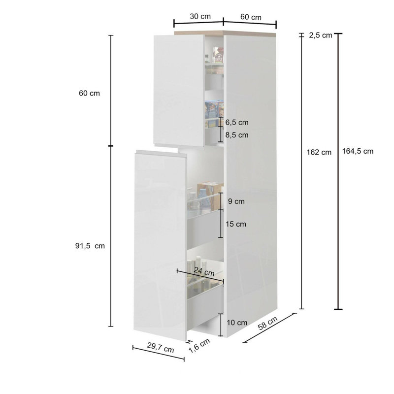 Allanson 165cm Kitchen Pantry, Anthracite/Oak