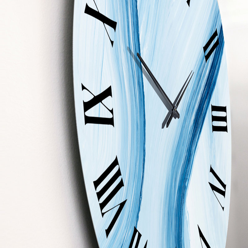 Art liquide à encre dans les tons de bleu clair V - horloge murale moderne, Surdimensionné