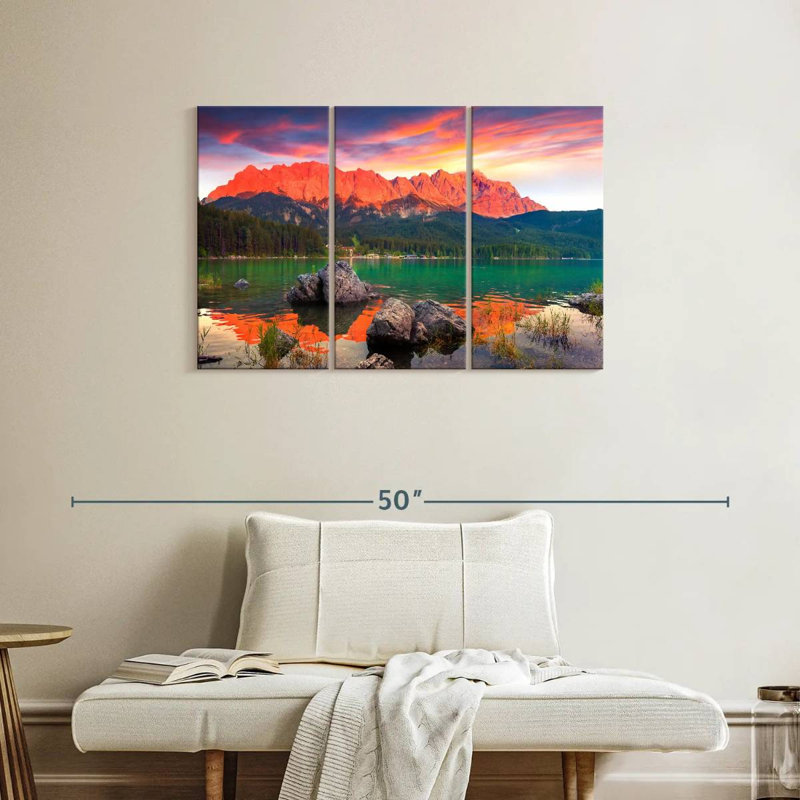 Alvord Eibsee Lake Mountain Scene, 24" H x 38" W