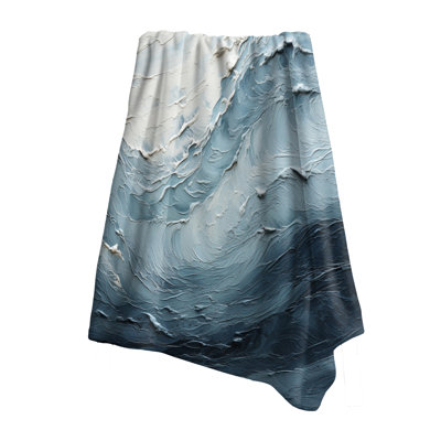Jeté Minimalisme noir et bleu Paint Wave II - Coastal