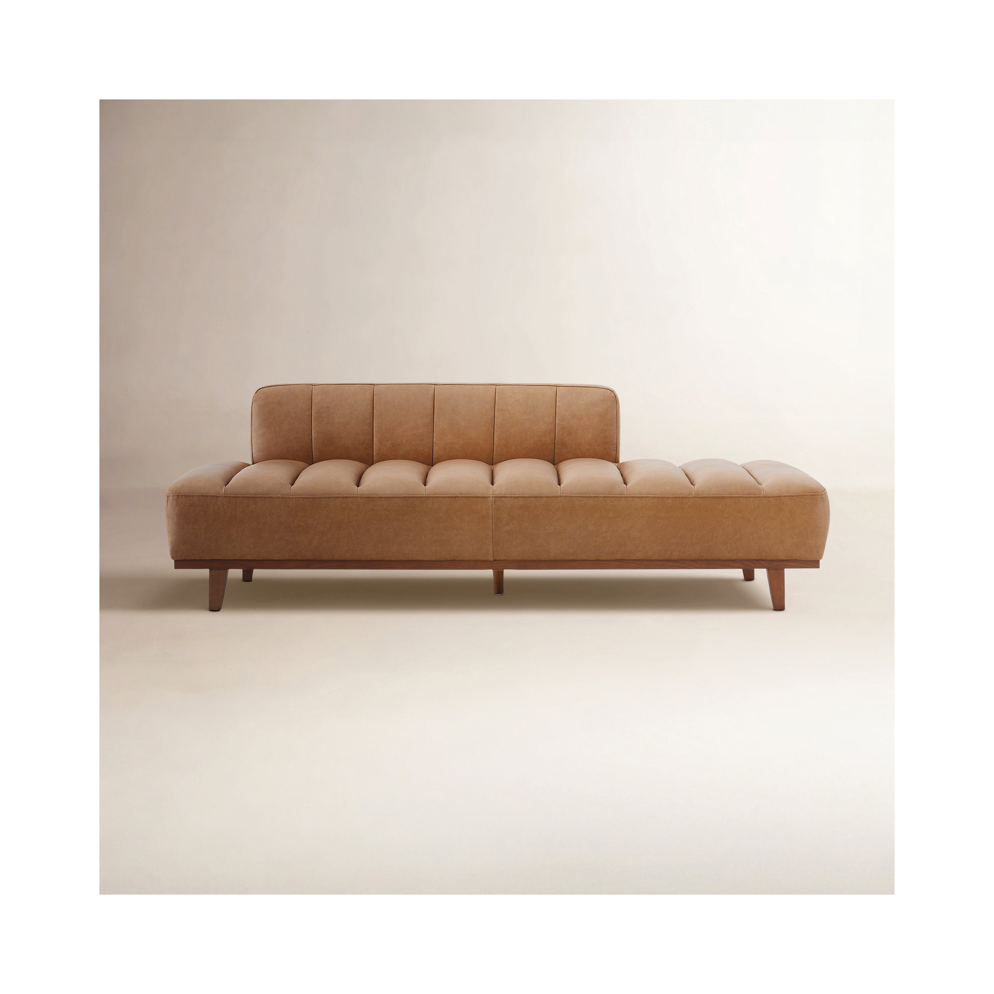 Novi Genuine Leather Upholstered Daybed, Marseille Brown Genuine Leather