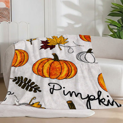 1Pc orange citrouille / feuille d'érable / flanelle verte couverture de flanelle douce décor d'automne festif pour canapé / lit / voyage 30 * 40
