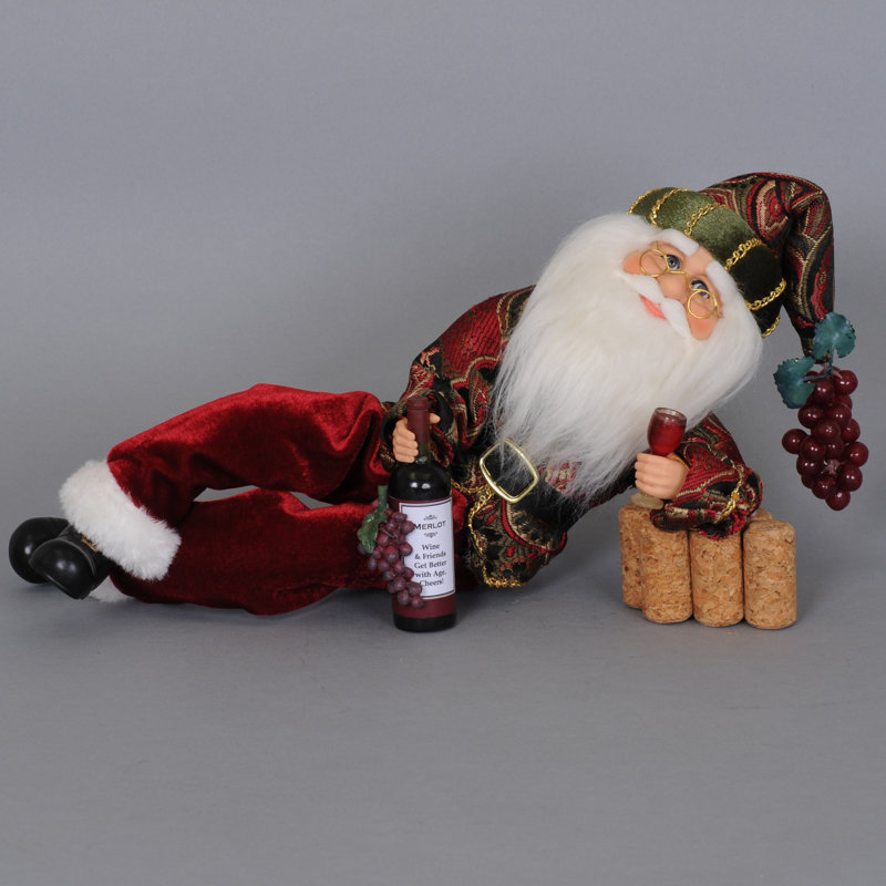 Christmas Wine Time Santa Figurine