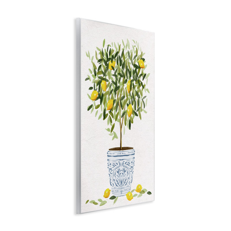 Lemon Tree Detailed Planter Wall Plaque Art by Ziwei Li, 19" H x 13" W x 0.5" D