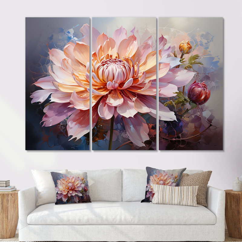 Fleurs de lotus de la pureté - ensemble d'art mural lotus, Toile tendue, H 32 po x l 48 po x P 1 po