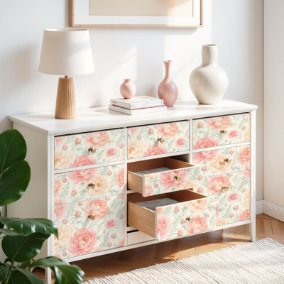 Papier peint auto-adhésif pivoine élégante auto-adhésive et amovible 17,7 po x 118 po (45 x 300 cm)