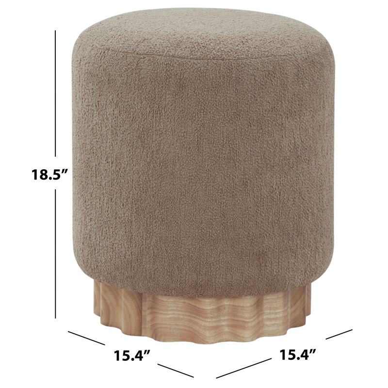 Nikolas Round Boucle Ottoman, Light Brown