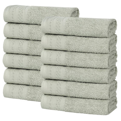 Honeycomb Textured Waffle Border Cotton Medium Weight Face Towels Washcloths