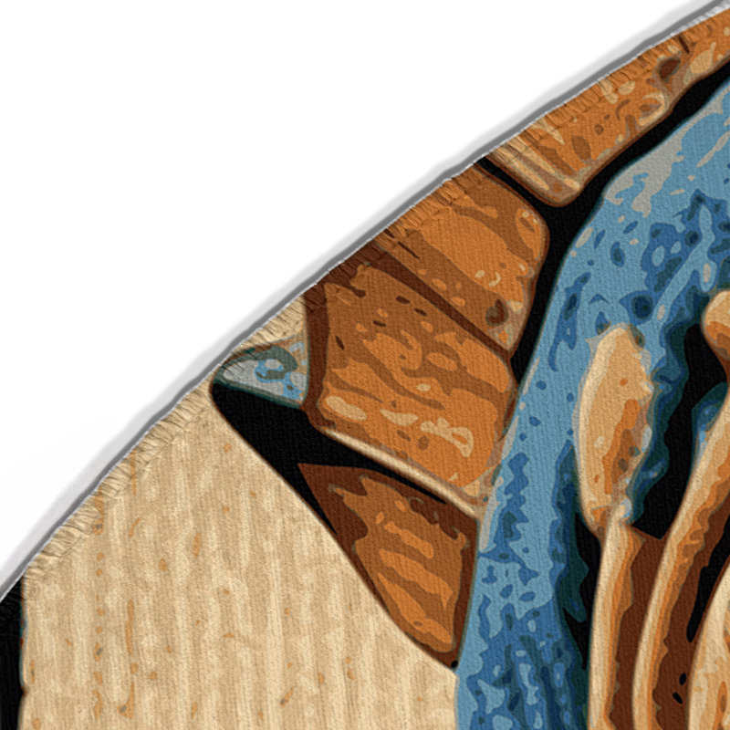 Tapis brun intérieur et extérieur Dinosaurs, Rond 5 pi