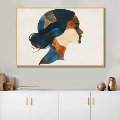 Muse en cuivre indigo - Portrait de femme encadré Décoration murale