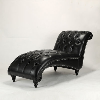 Chaise longue capitonnée en similicuir sans accoudoirs