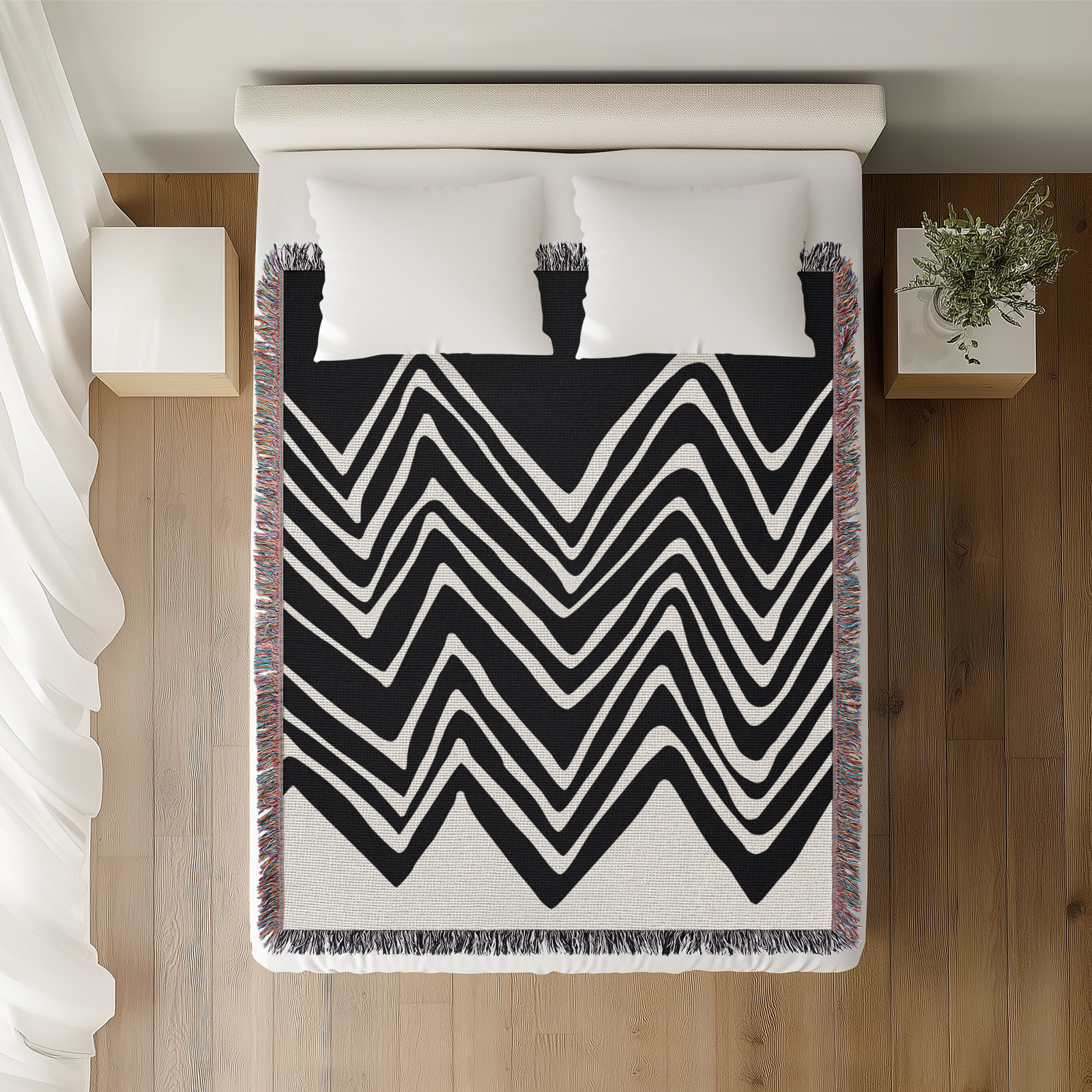 Addai Throw Blanket, 60" H x 80" W (Queen), Black