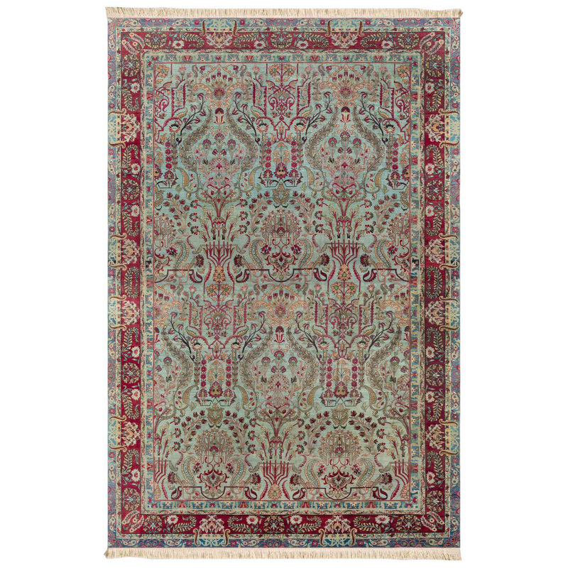Tapis bleu caspien et rubis