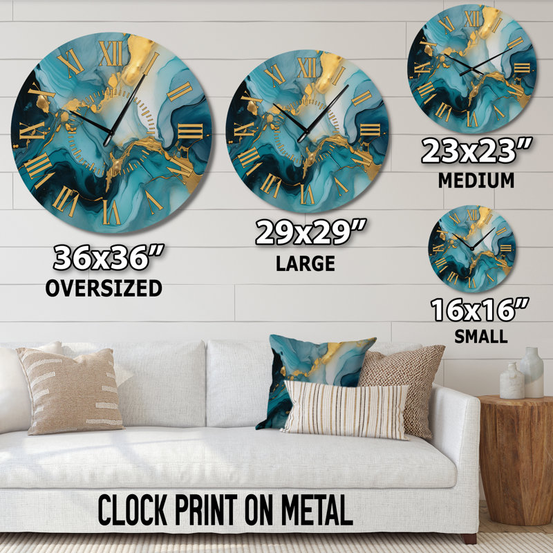 Horloge murale turquoise, Grand