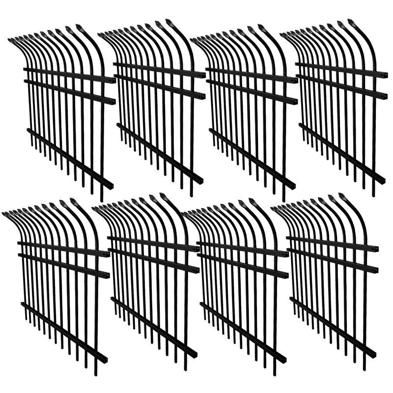 Ensembles de clôture en métal noir H 60 po x l 768 po