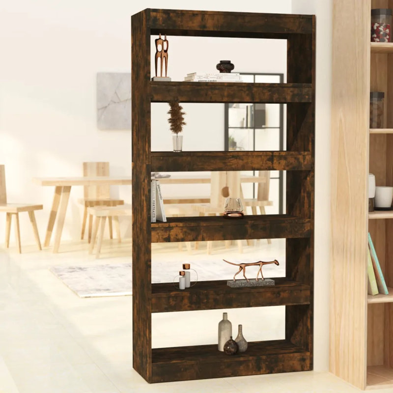 Gelt Manufactured Wood Etagere Bookcase, 166cm H x 80cm W x 30cm D, Rustic Brown