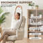 Chaise de bureau avec repose-pieds, chaise d'ordinateur inclinable, crème