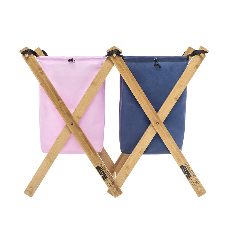 Sac à linge en coton / toile avec poignées, Rose