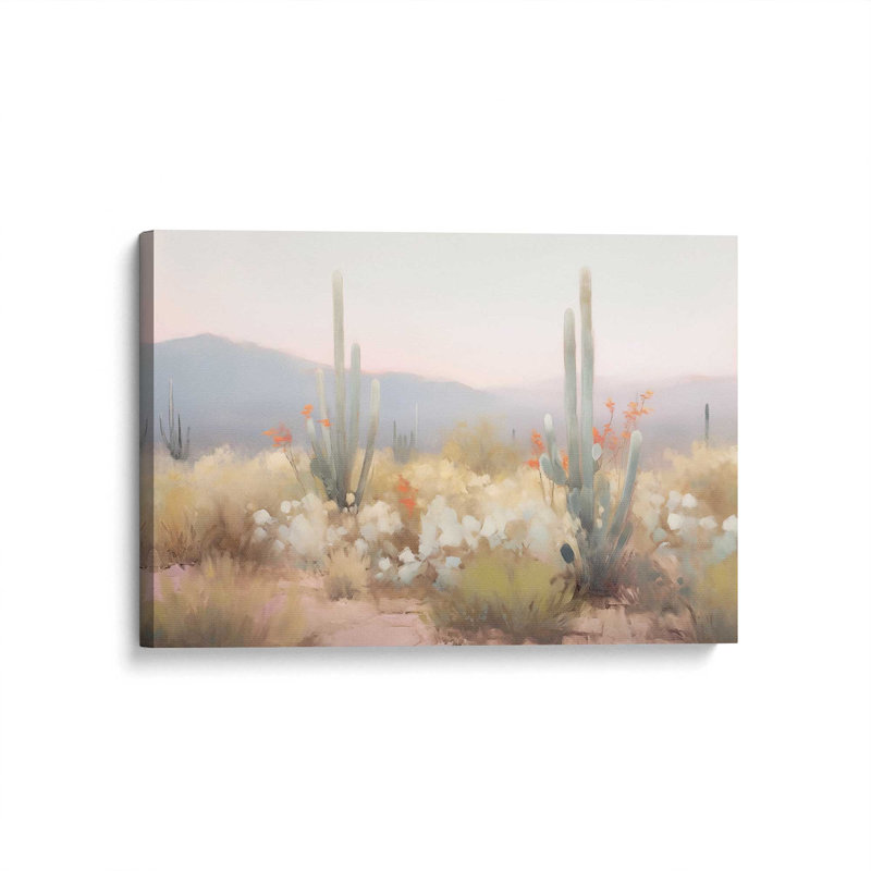 Impression sur toile Twilight Cacti dans un cadre argenté, 12 po x 18 po, Wrapped Canvas, H 12 po x l 18 po x P 1,25 po