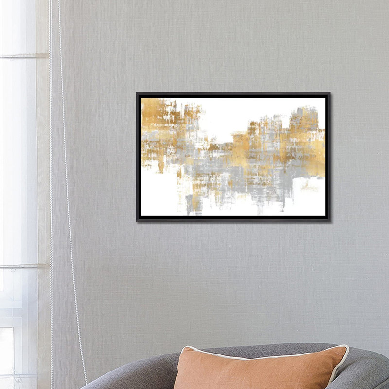Reproduction d’art sur fond gris I par Alex Wise, H 18 po x l 26 po x P 1,5 po, Toile avec cadre noir patiné, Pas de tapis