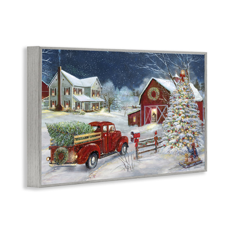 «Snowy Winter Farmhouse», art de la giclée encadrée par Ruane Manning, Estampe numérique Farmhouse, H 12 po x l 18 po