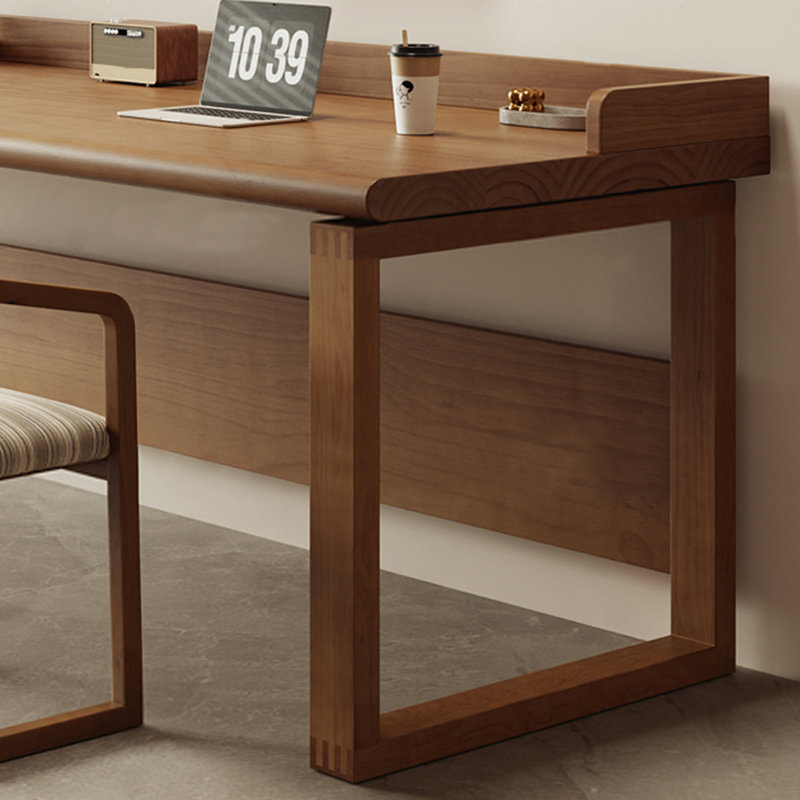 Bureau rectangulaire brun en bois massif, H 29,53 po x l 86,61 po x P 27,56 po