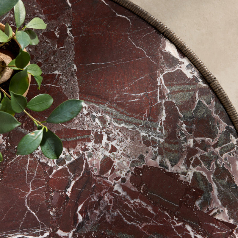 Brixby Outdoor Round Coffee Table, Merlot Marble