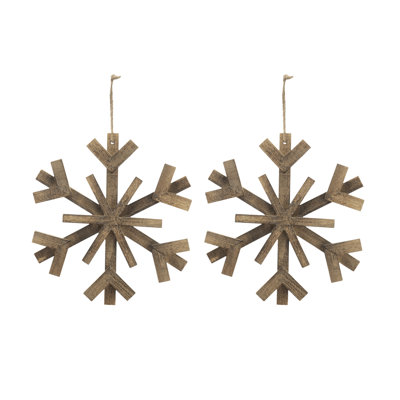 Ornements en forme de grand flocon de neige en bois de sapin de 17,7 po x 17,7 po, décorations suspendues pour arbre de Noël, art mural, présentoir des Fêtes, ensemble de 2