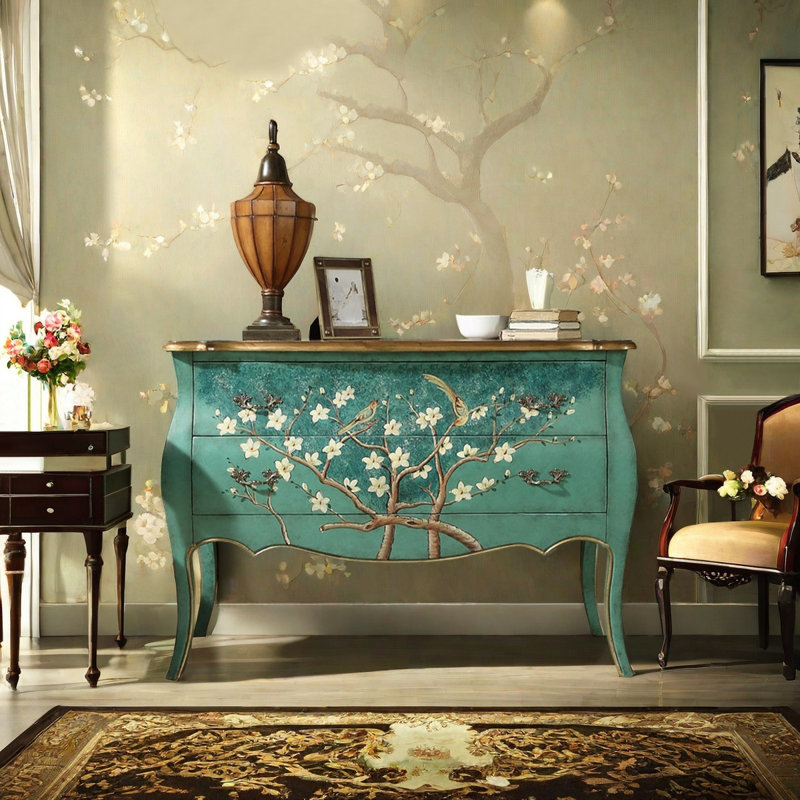 Armoire décorative américaine peinte