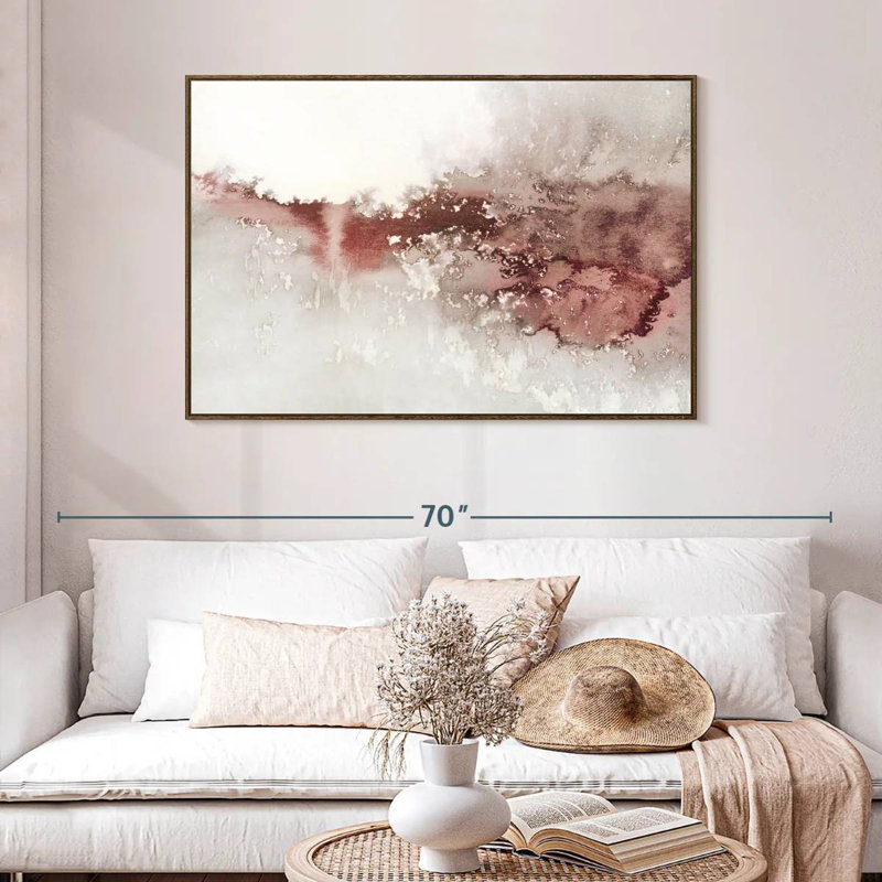 Douces vagues I, 46 po x 31 po, Cadre flottant noyer